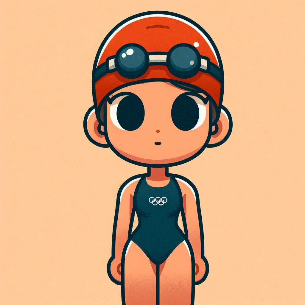 Cartoon character in olympic swim gear with goggles Cartoon character in olympic swim gear with goggles