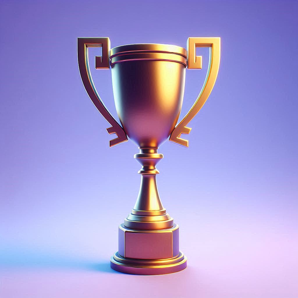 Golden trophy against purple gradient background Golden trophy against purple gradient background