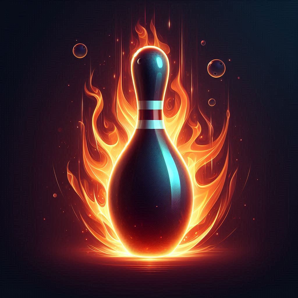 Flaming bowling pin surrounded by fire and bubbles Flaming bowling pin surrounded by fire and bubbles
