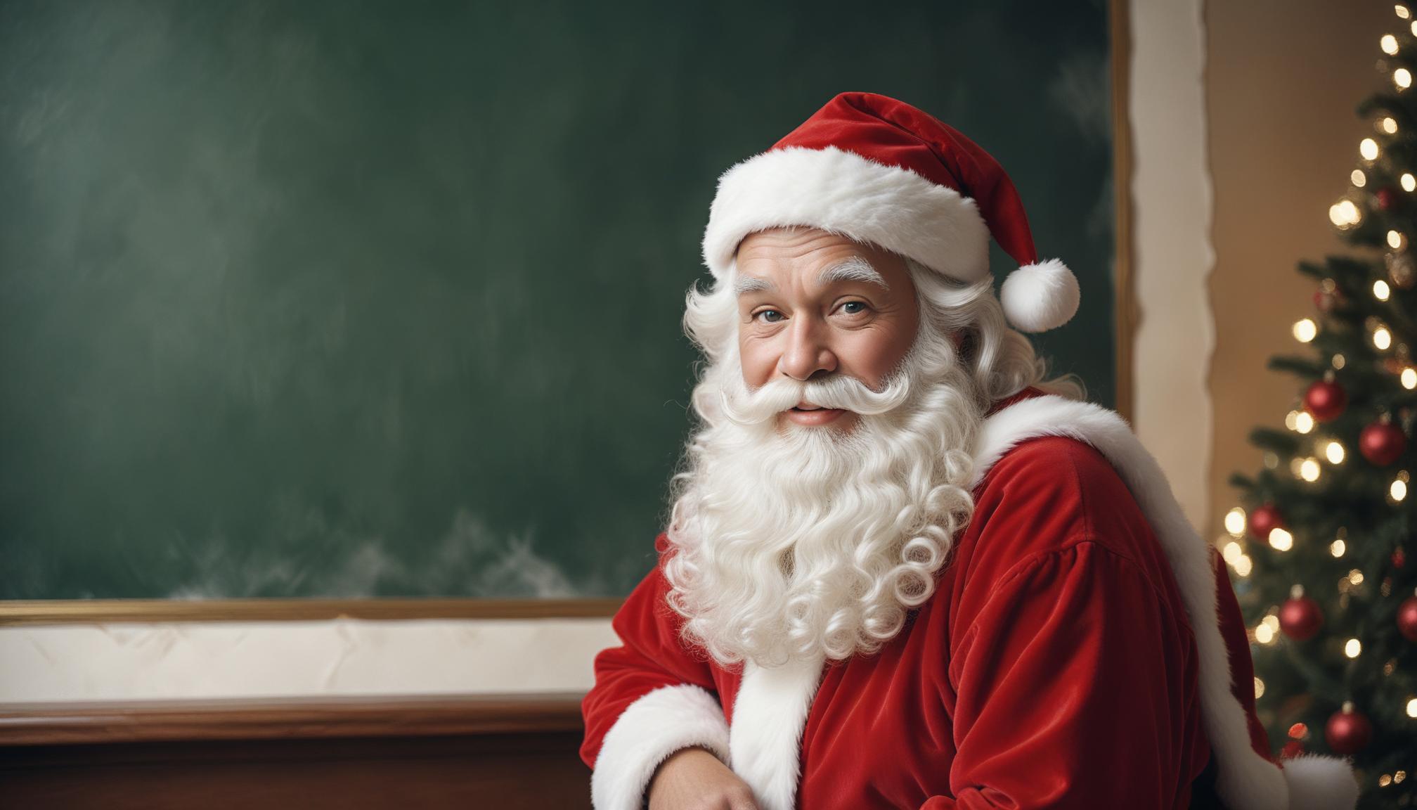 Santa claus smiling in front of christmas tree Santa claus smiling in front of christmas tree