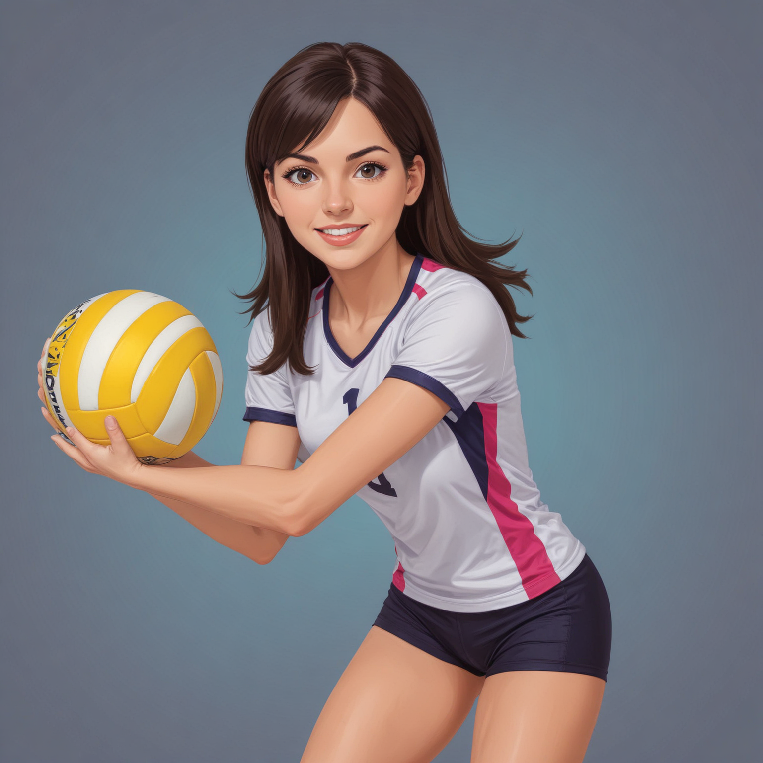 Young volleyball player preparing to serve indoors Young volleyball player preparing to serve indoors