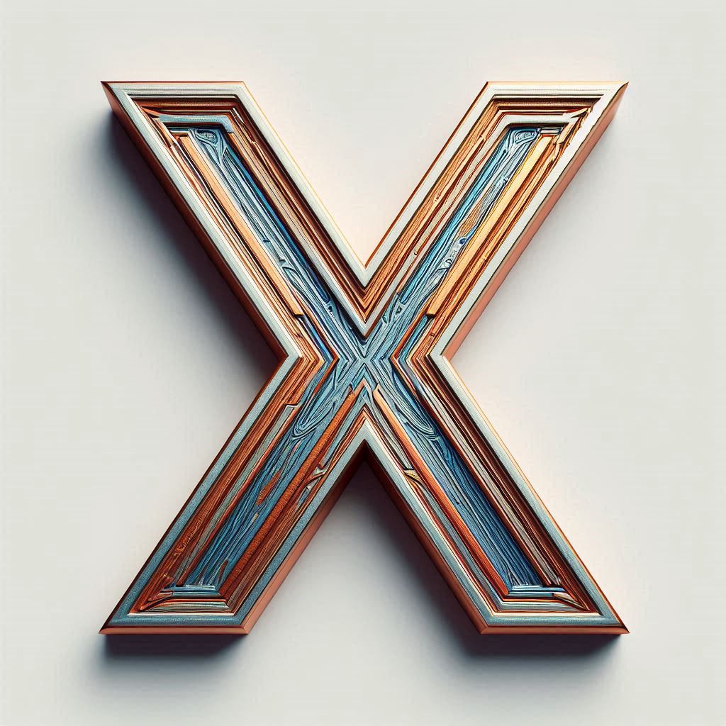 Wooden letter x carving with layered design Wooden letter x carving with layered design