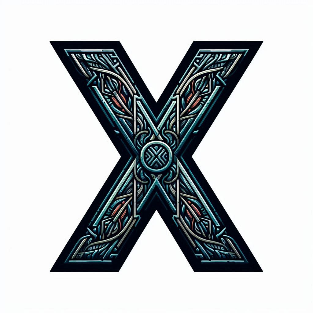 Intricate celtic design of letter x on white background Intricate celtic design of letter x on white background