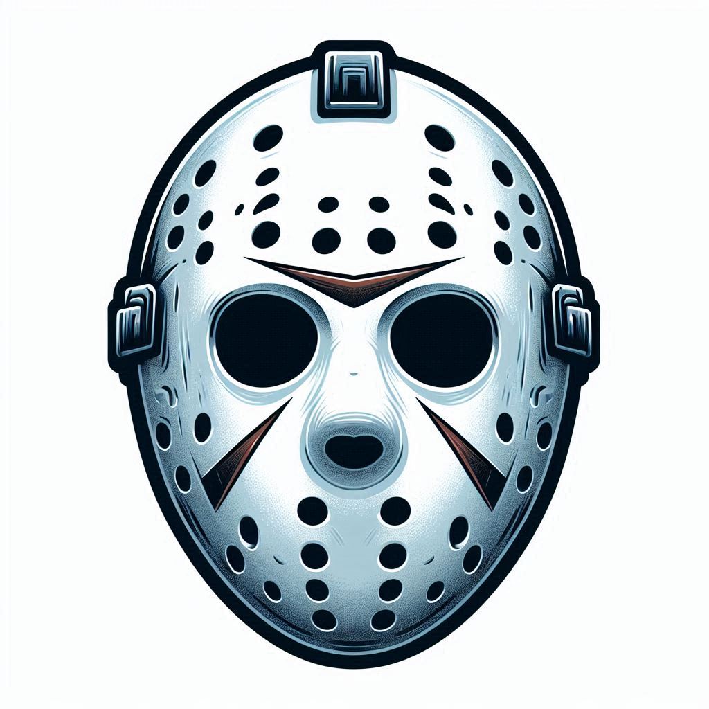 Iconic hockey mask artwork with distinctive features Iconic hockey mask artwork with distinctive features