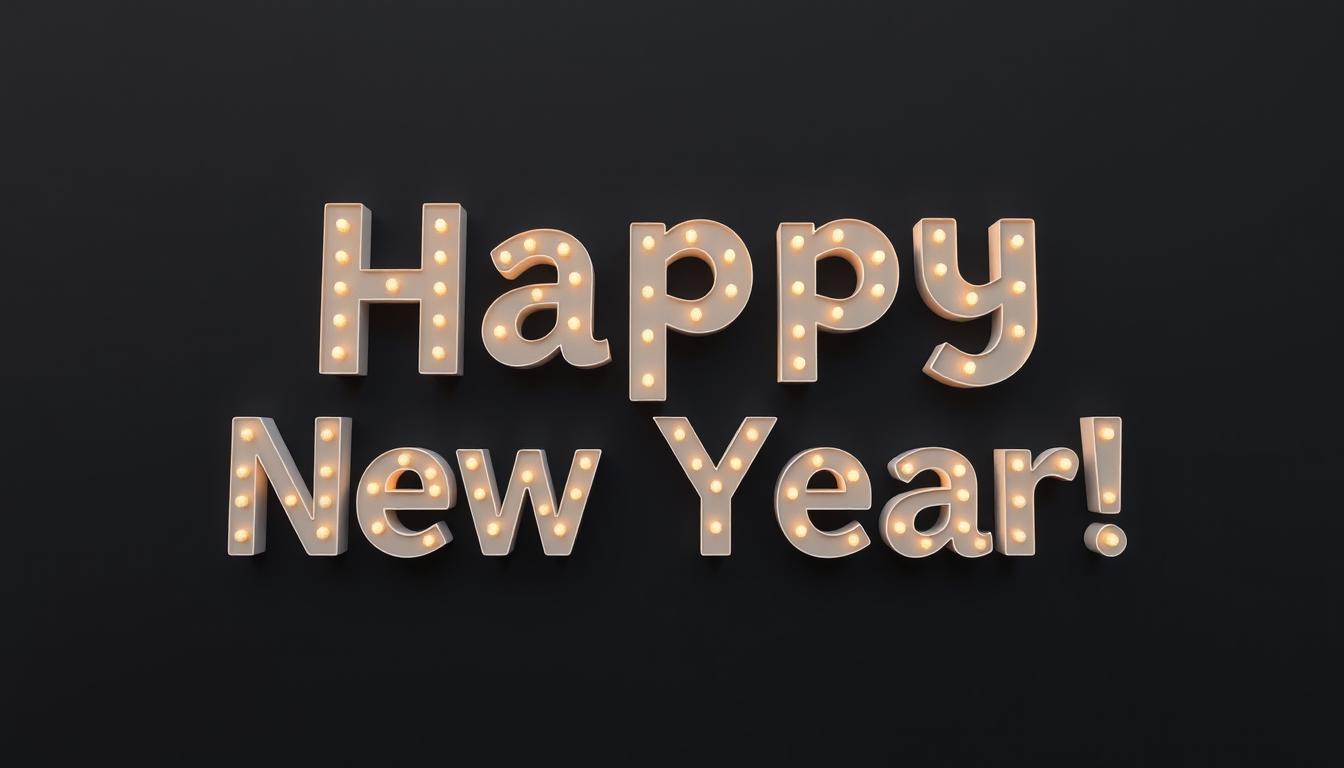 Bright new year greeting with lighted letters Bright new year greeting with lighted letters