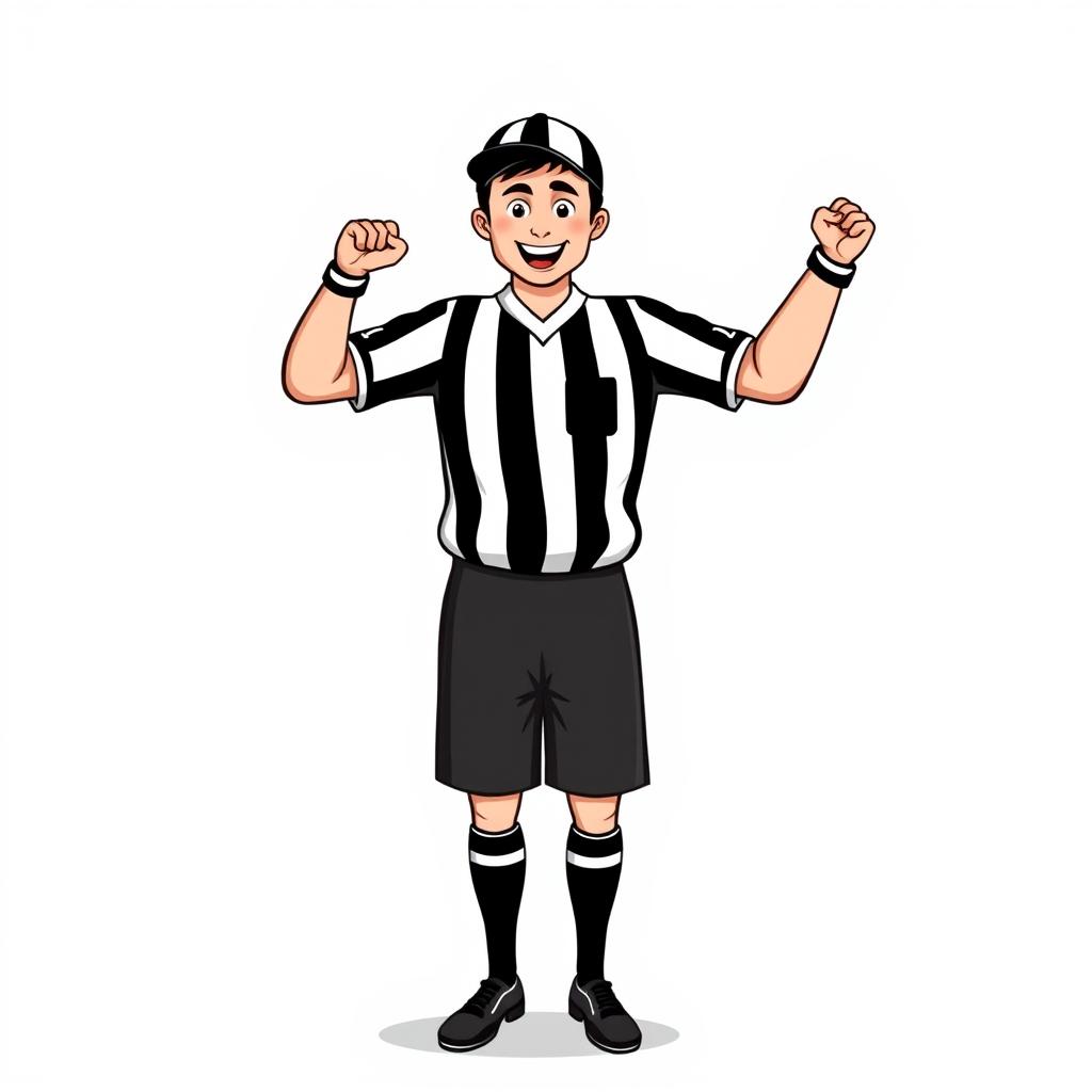 Cheerful referee celebrating victory during match Cheerful referee celebrating victory during match