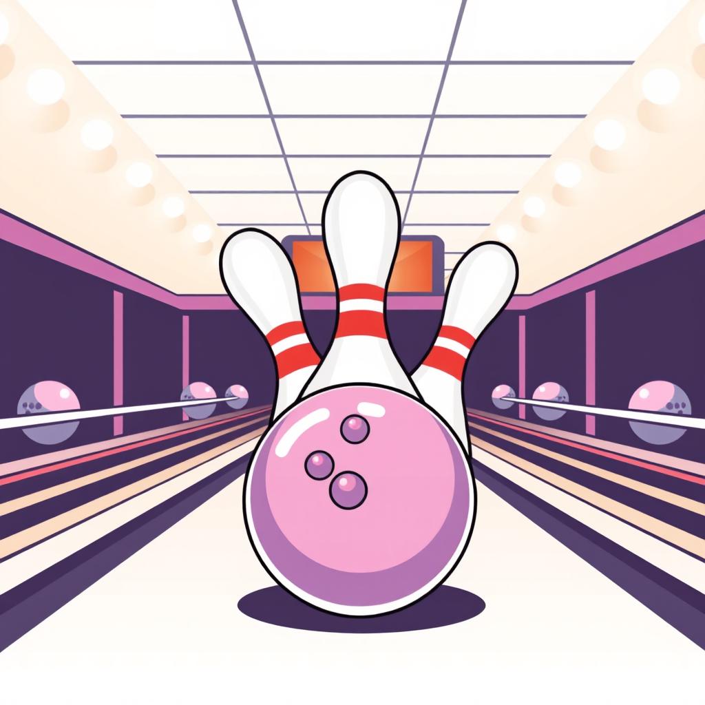 Bowling alley floor with pink bowling ball and pins Bowling alley floor with pink bowling ball and pins