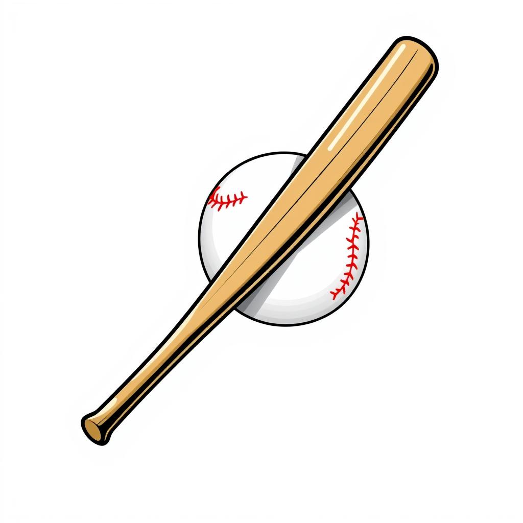 Wooden baseball bat resting on a white ball Wooden baseball bat resting on a white ball