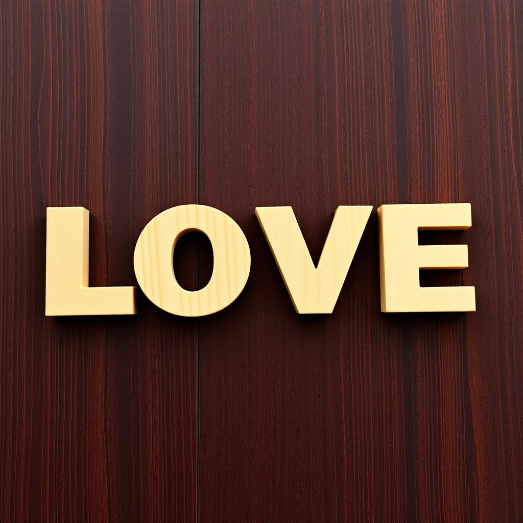 Wooden love letters on dark brown background Wooden love letters on dark brown background