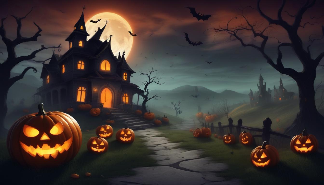 Spooky halloween night at an abandoned house Spooky halloween night at an abandoned house