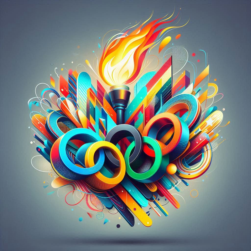 Olympic torch with colorful abstract shapes Olympic torch with colorful abstract shapes