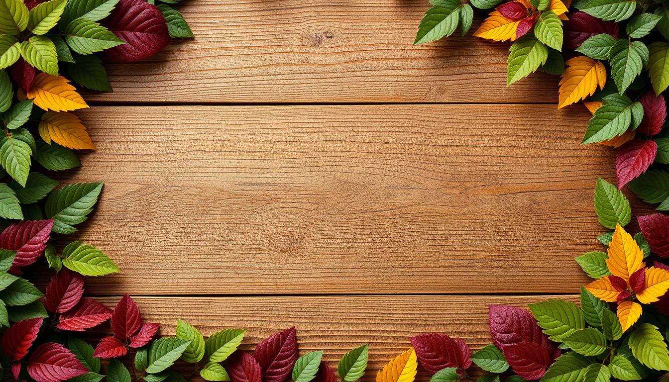 Autumn leaves surrounding wooden background Autumn leaves surrounding wooden background