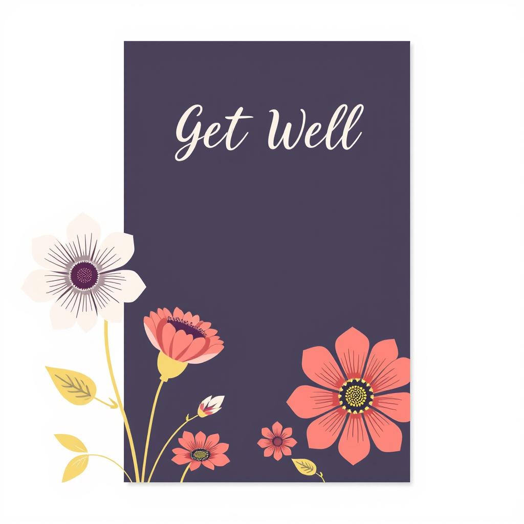 Get well card with floral design and dark background Get well card with floral design and dark background