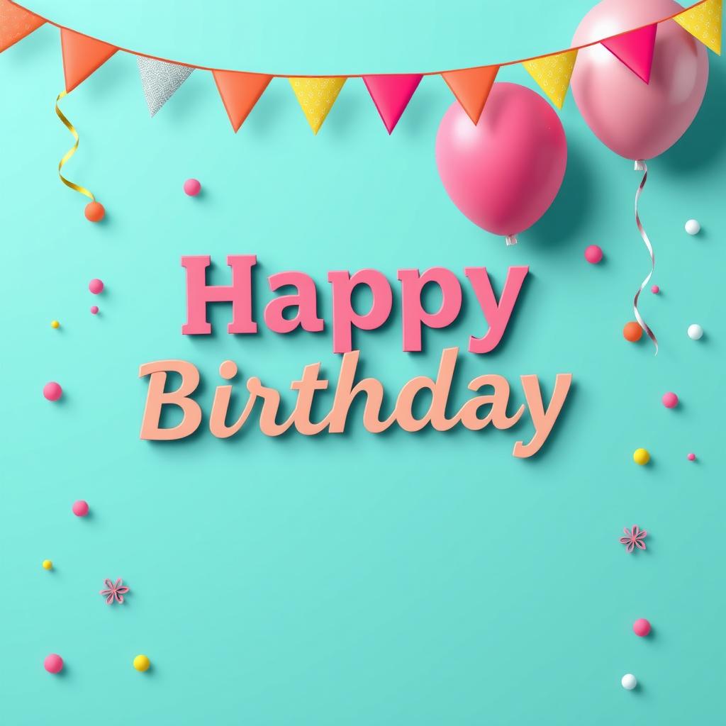 Happy birthday card with balloons and flags Happy birthday card with balloons and flags