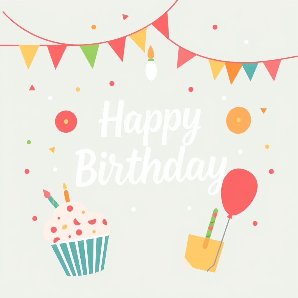 Happy birthday card with cupcake and balloon Happy birthday card with cupcake and balloon