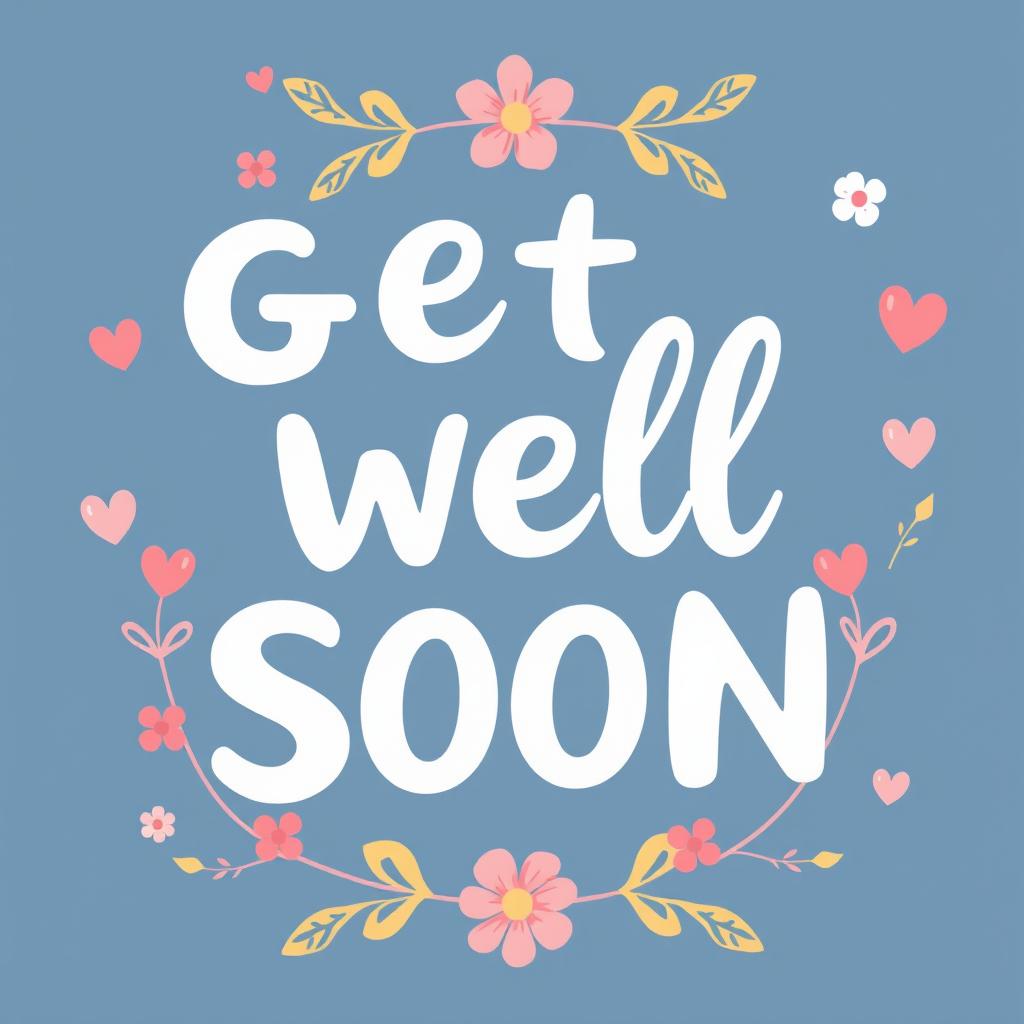 Get well soon card with floral wreath Get well soon card with floral wreath