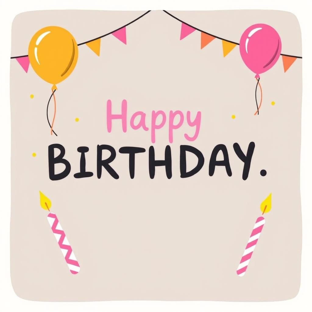 Happy birthday card with balloons and candles Happy birthday card with balloons and candles