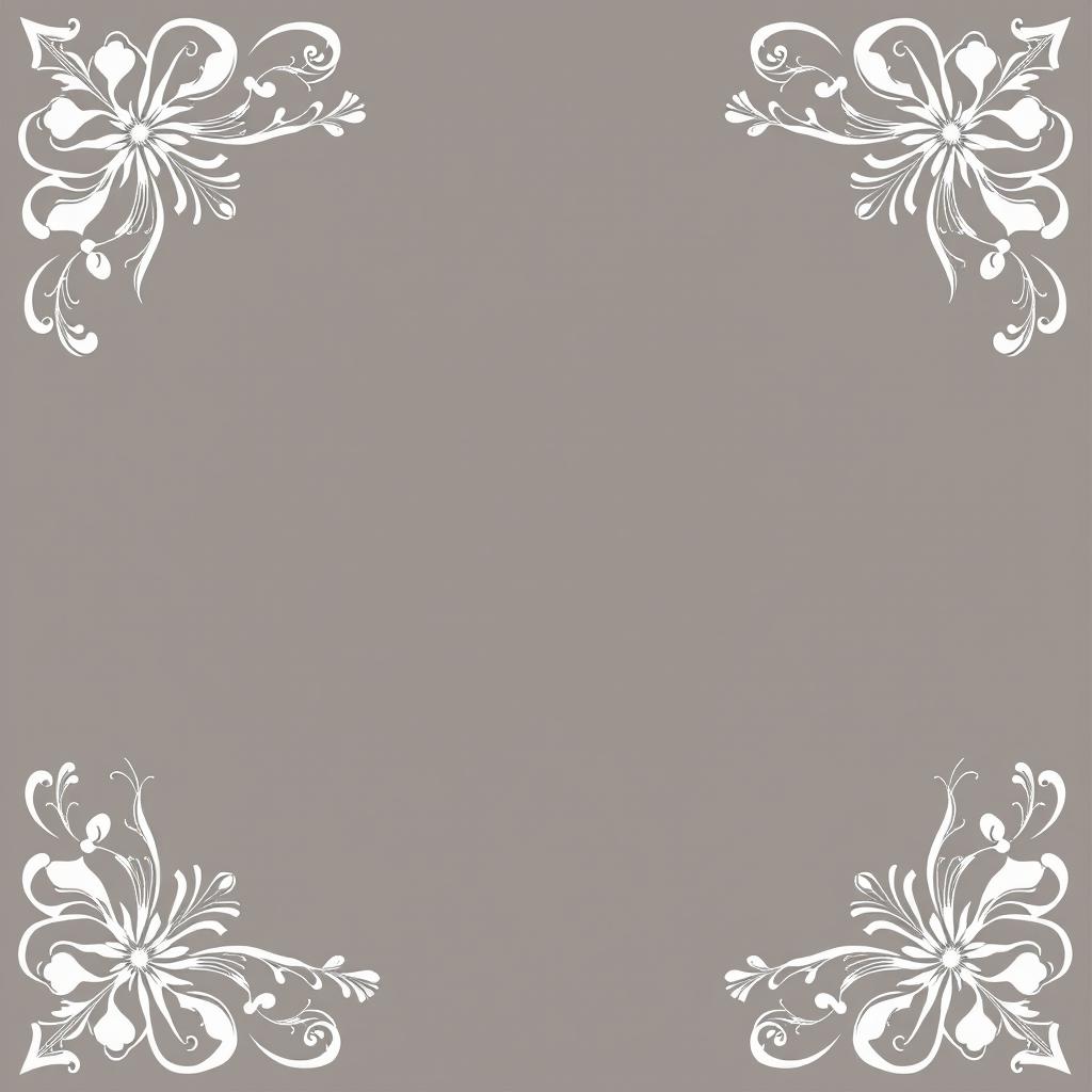 White floral corner design on gray background White floral corner design on gray background