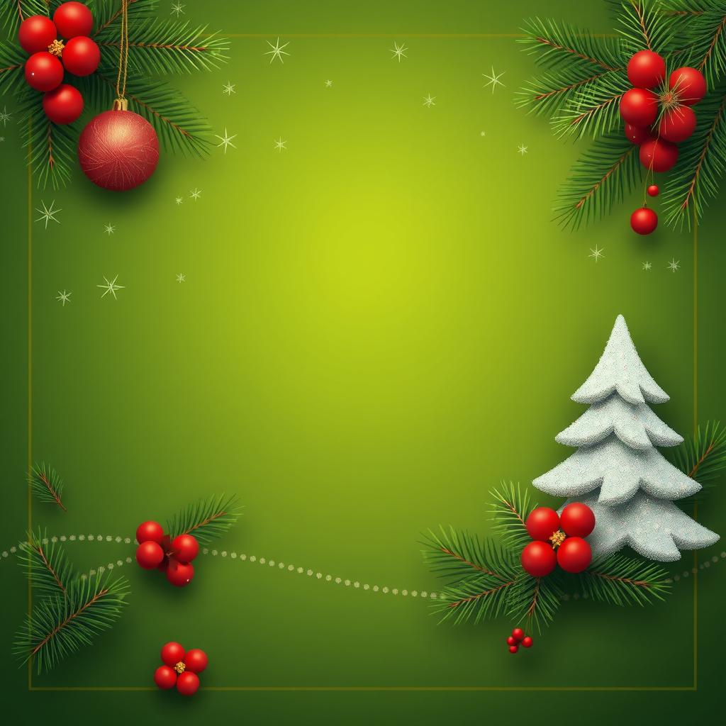 Green christmas card with white tree Green christmas card with white tree