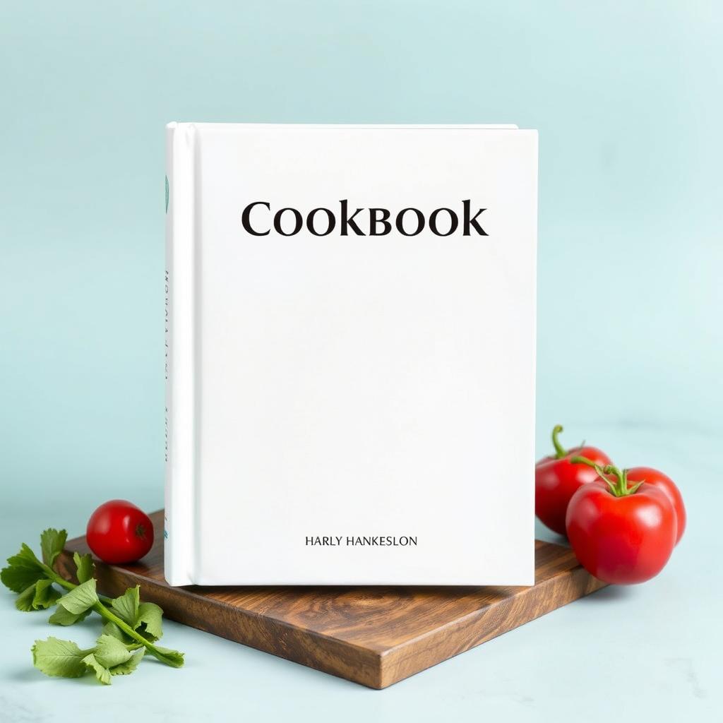 Cookbook on a wooden cutting board Cookbook on a wooden cutting board