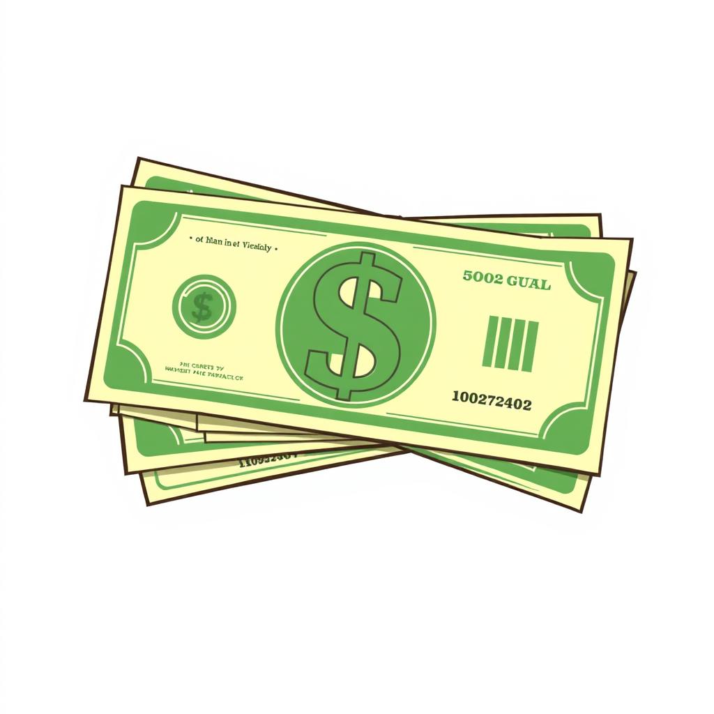 A stack of green cartoon dollar bills A stack of green cartoon dollar bills