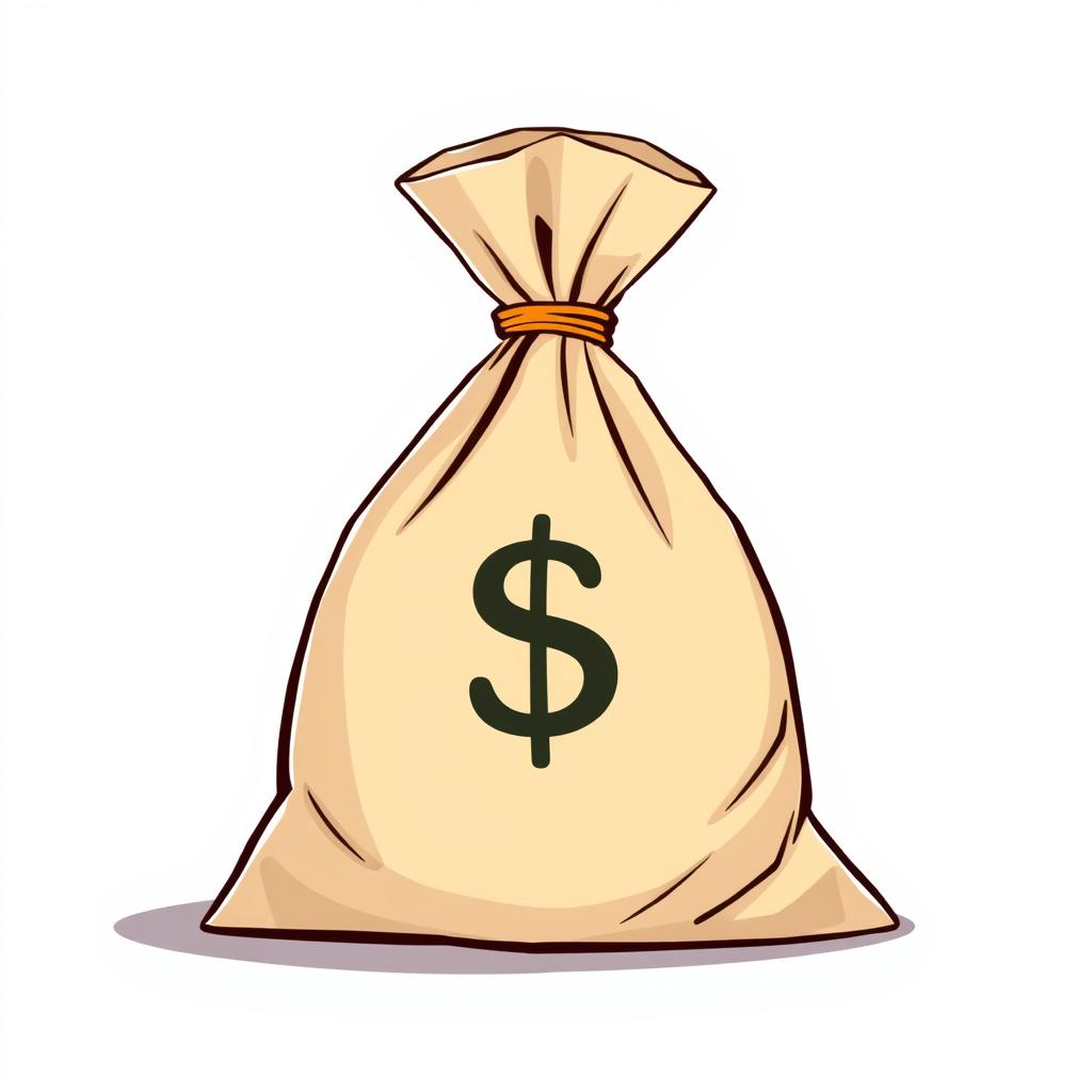 A cartoon money bag with a dollar sign A cartoon money bag with a dollar sign