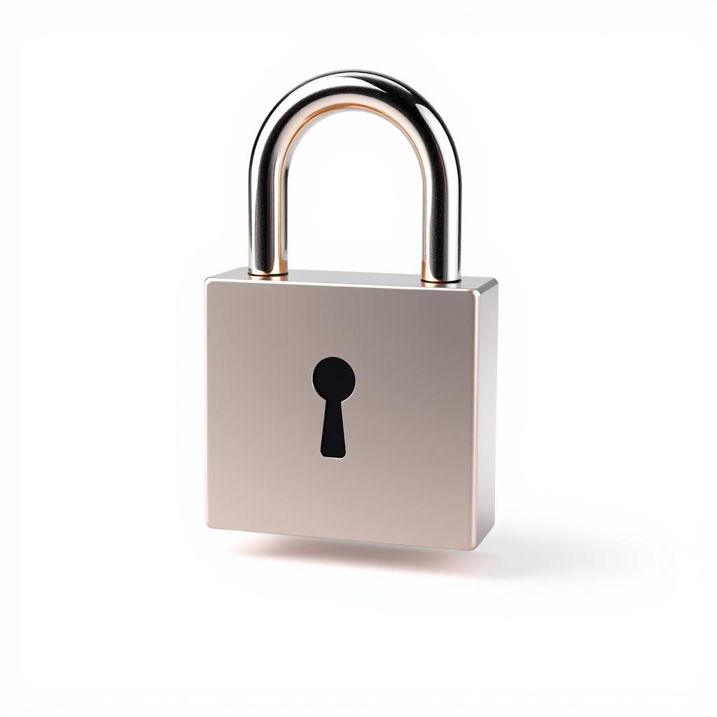 A silver padlock isolated on a white background A silver padlock isolated on a white background