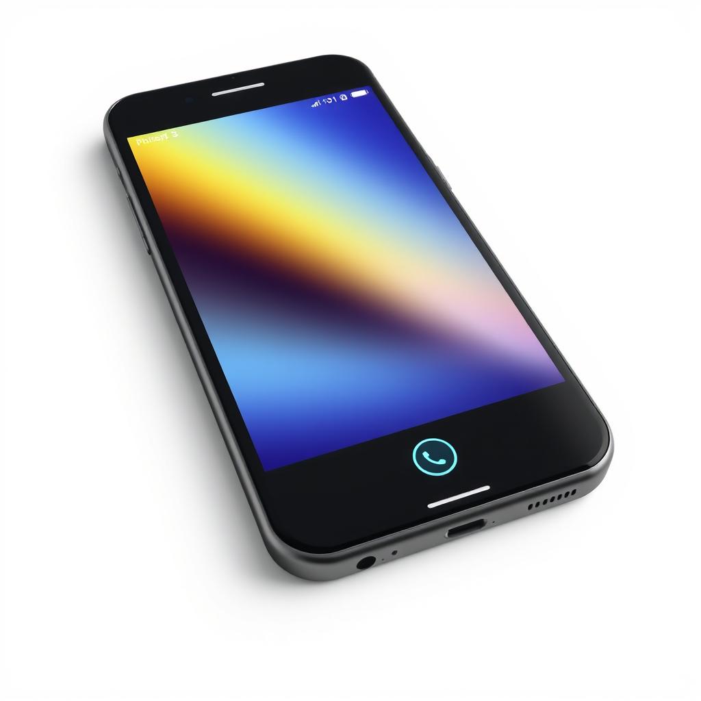 Black smartphone with colorful background shows call Black smartphone with colorful background shows call