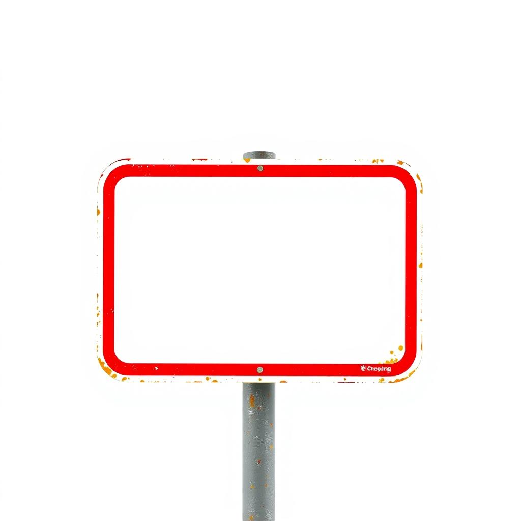 A blank red-bordered sign stands on a pole A blank red-bordered sign stands on a pole