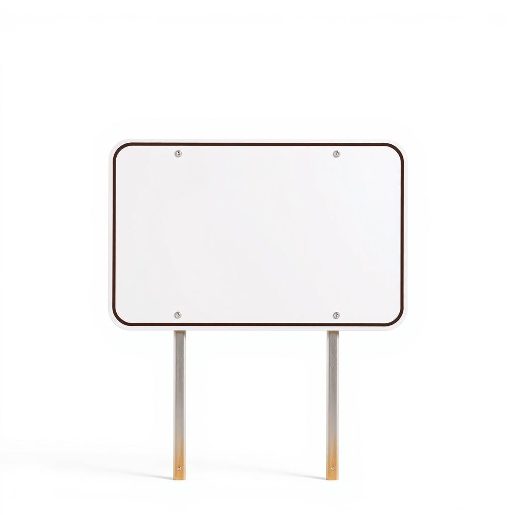 A blank sign stands on a white background A blank sign stands on a white background