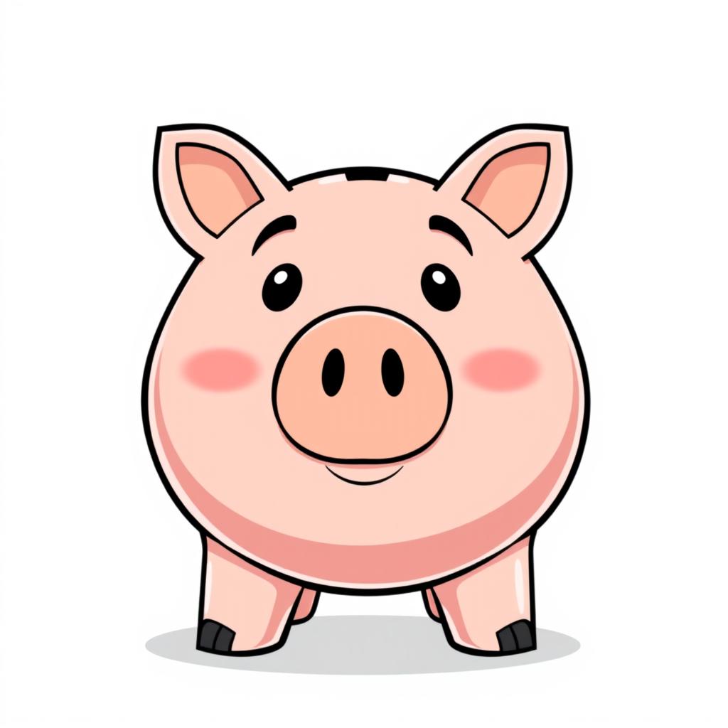 A cartoon piggy bank stands ready to save A cartoon piggy bank stands ready to save