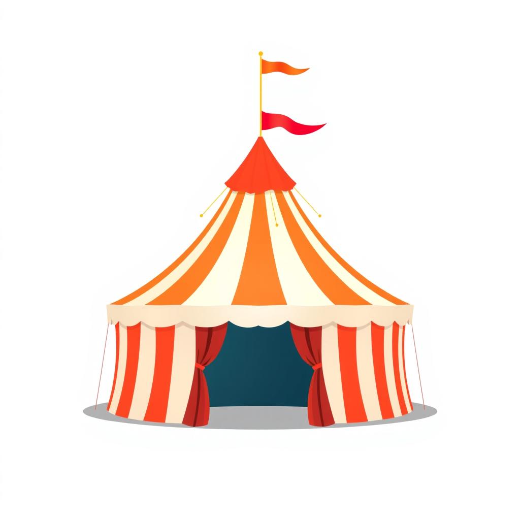 A red and white striped circus tent stands ready A red and white striped circus tent stands ready