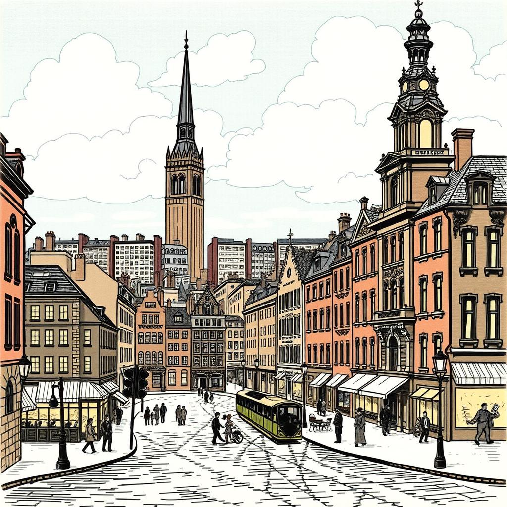 A street scene in a european city A street scene in a european city