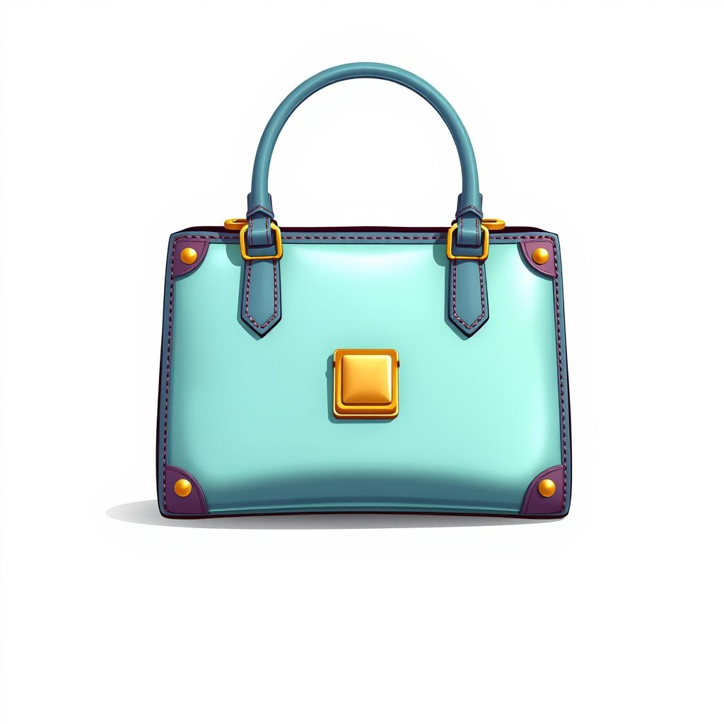 A teal handbag with gold accents A teal handbag with gold accents