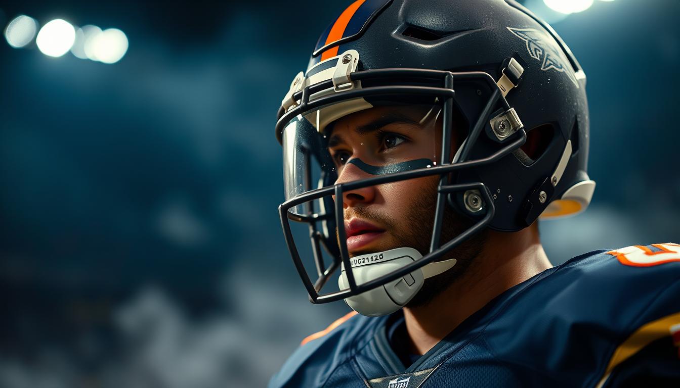 A football player looks on during a game A football player looks on during a game