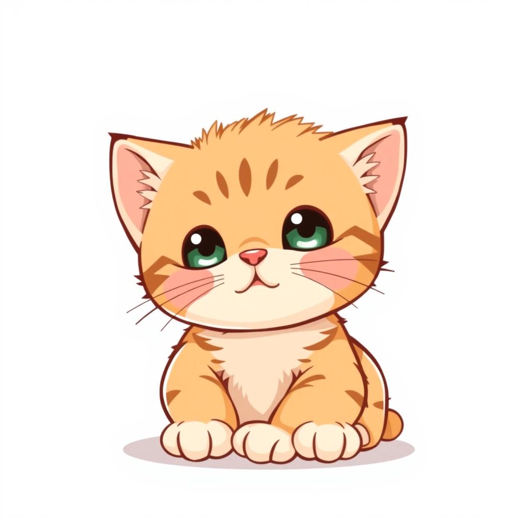 A cute orange tabby kitten sits on a white background A cute orange tabby kitten sits on a white background