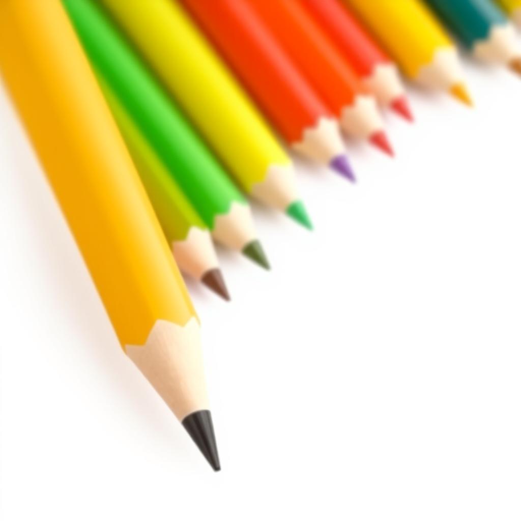 A yellow pencil is in focus, others blurred behind A yellow pencil is in focus, others blurred behind