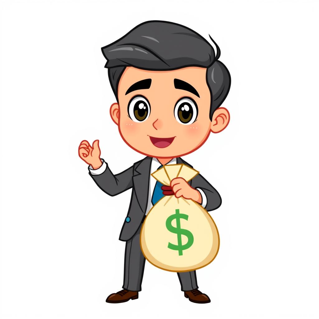 A businessman is holding a bag of money A businessman is holding a bag of money