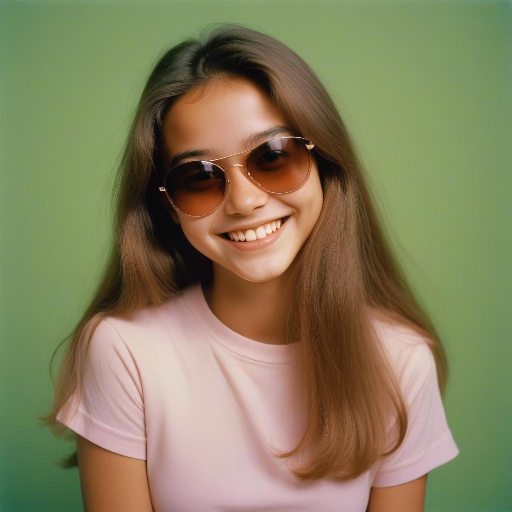 A girl smiles in sunglasses A girl smiles in sunglasses