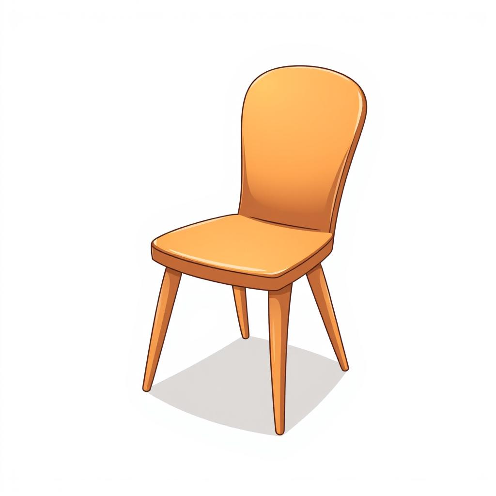 A cartoon chair sits alone on a white background A cartoon chair sits alone on a white background