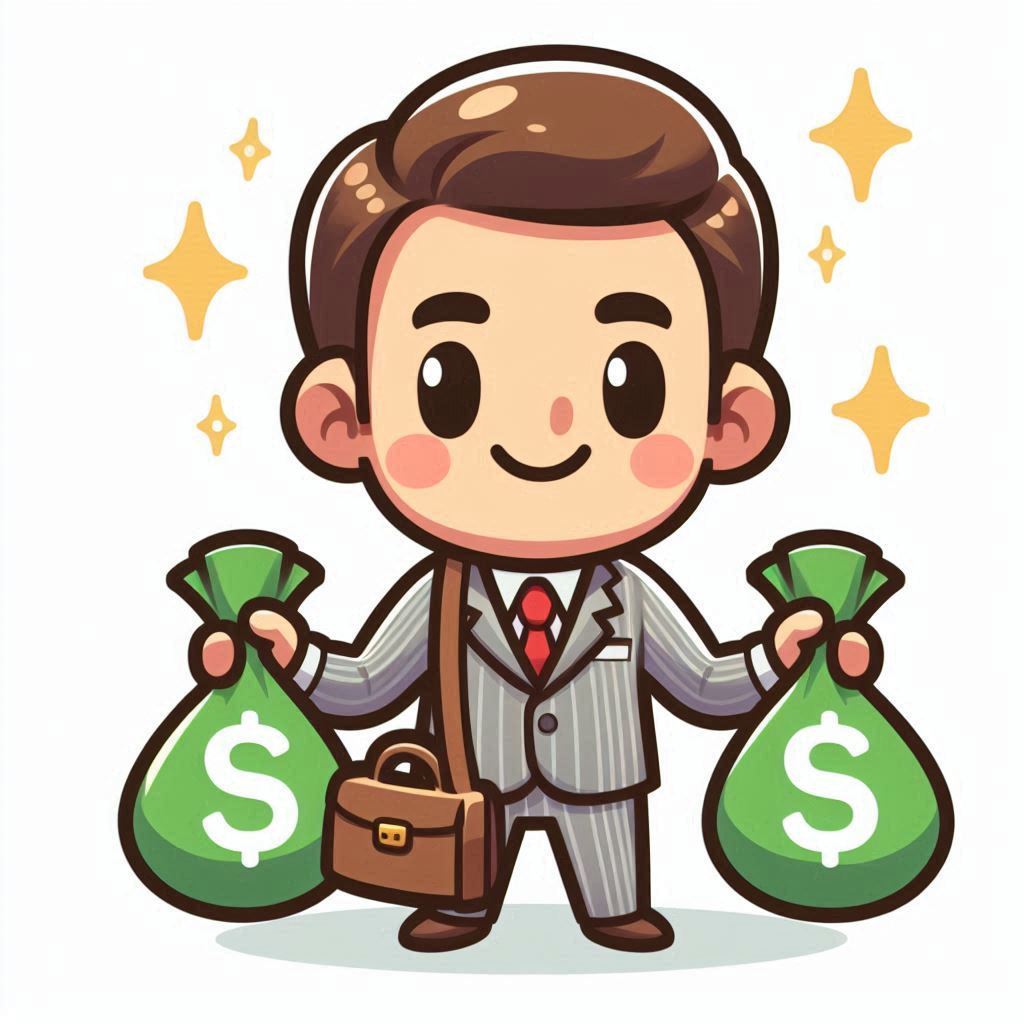 A businessman is holding two bags of money A businessman is holding two bags of money