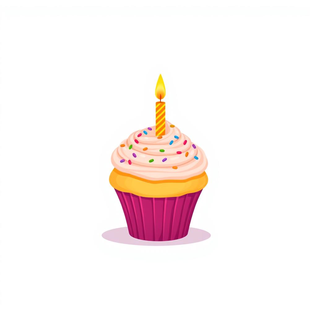 A birthday cupcake with a lit candle A birthday cupcake with a lit candle