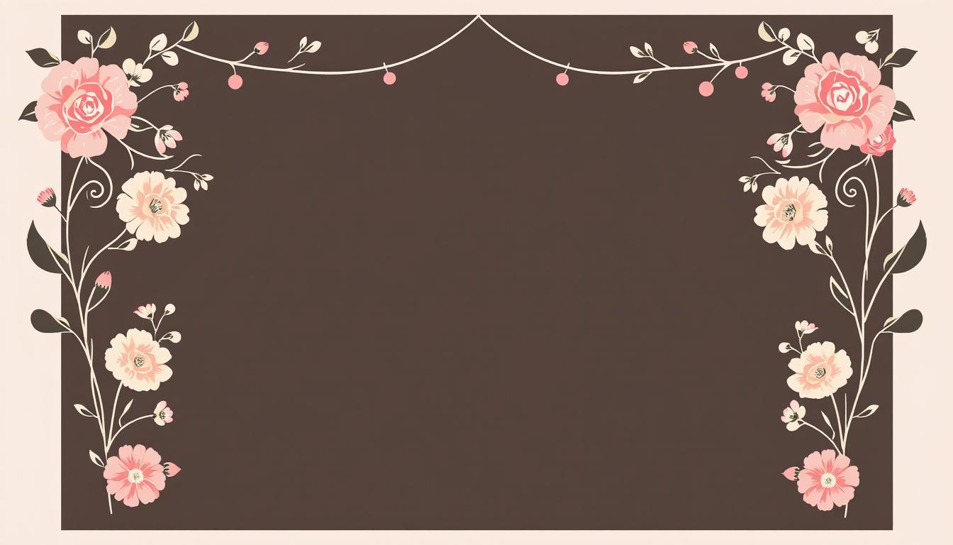 A brown background with pink flowers on the sides A brown background with pink flowers on the sides