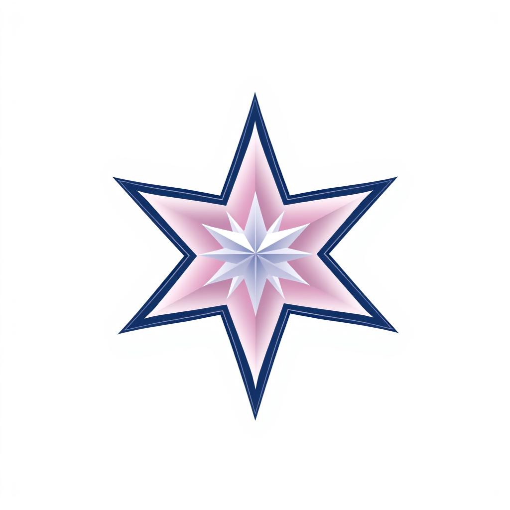 A pink and blue star with a white center A pink and blue star with a white center