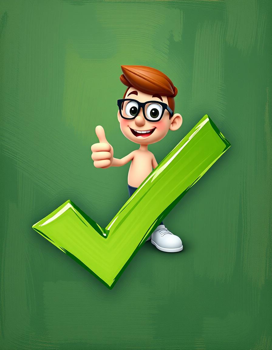A cartoon boy gives a thumbs up next to a green checkmark A cartoon boy gives a thumbs up next to a green checkmark