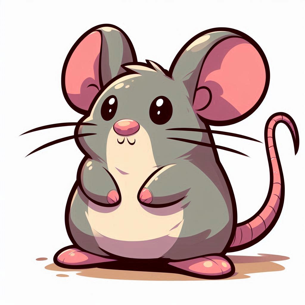 A cute, cartoon mouse with big eyes A cute, cartoon mouse with big eyes