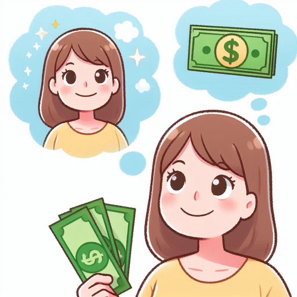 A woman is thinking about money A woman is thinking about money