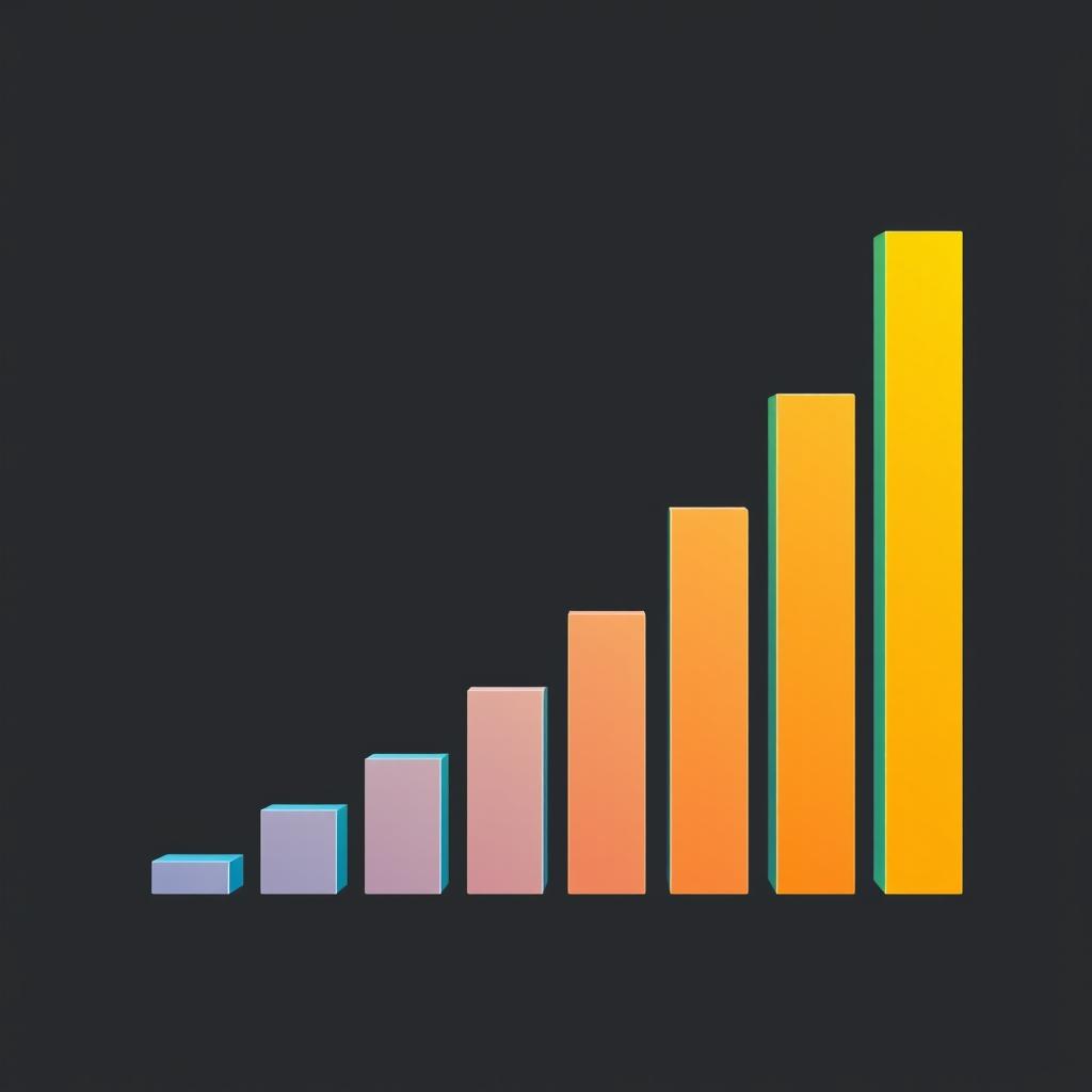 A bar graph shows growth over time A bar graph shows growth over time