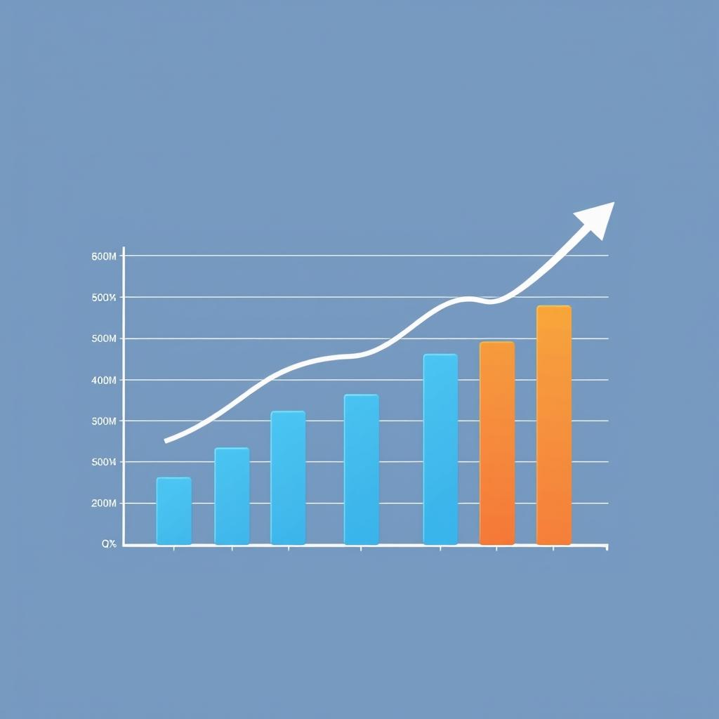 A bar graph shows an upward trend A bar graph shows an upward trend