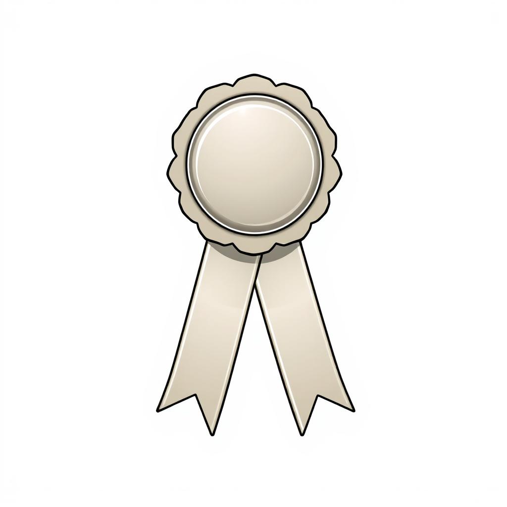 A white ribbon with a circular medal A white ribbon with a circular medal